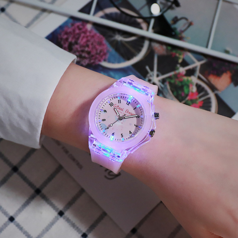 Kids Watches Fashion Luminous Quartz Strap Wristwatchs