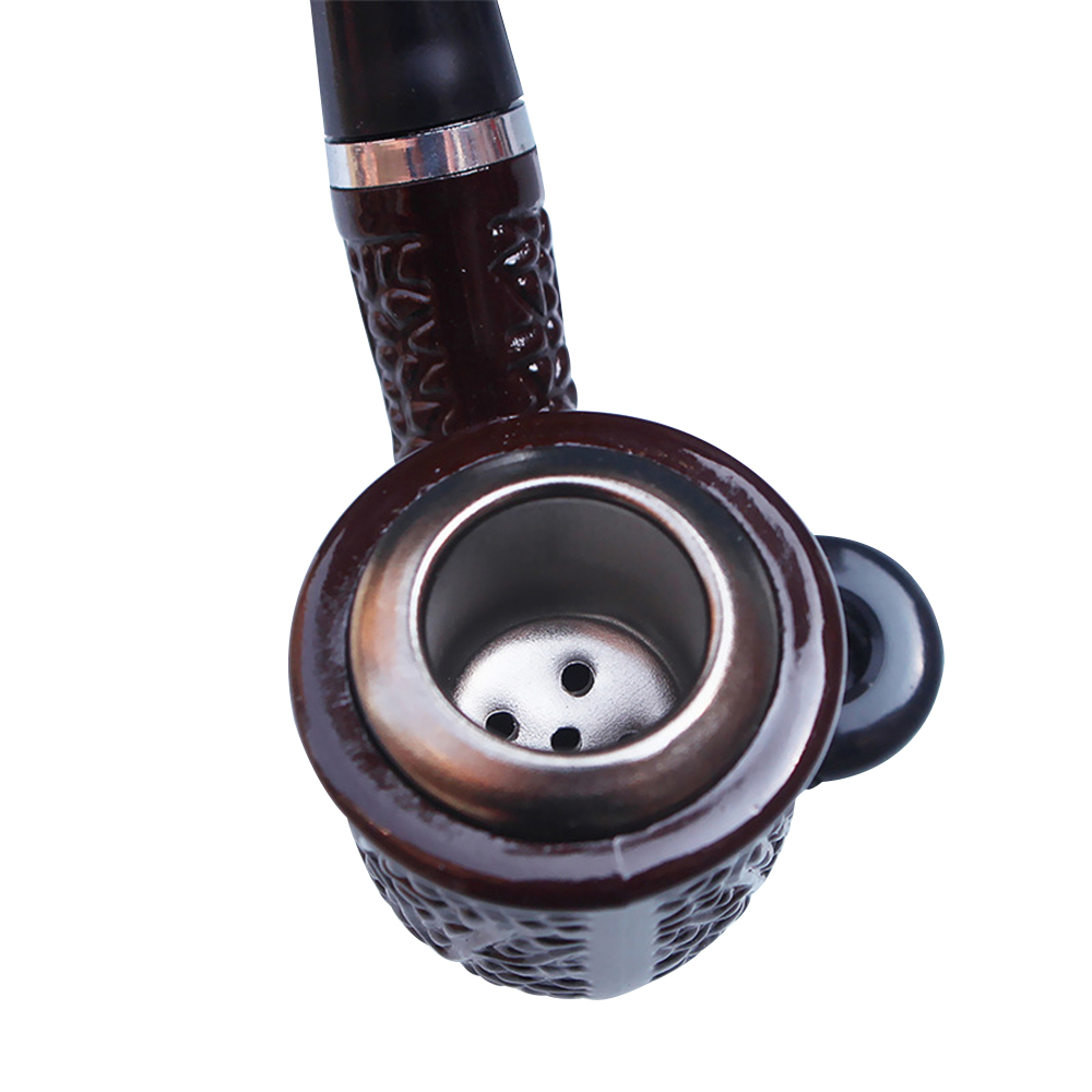 Kitchen Dining room appliances Double Purpose Cigarette Tobacco Pipe Resin Carved Bent Filter Pipe Hemp Bump Iron Pot Cigarette Holder Handmade Smoking Pipe