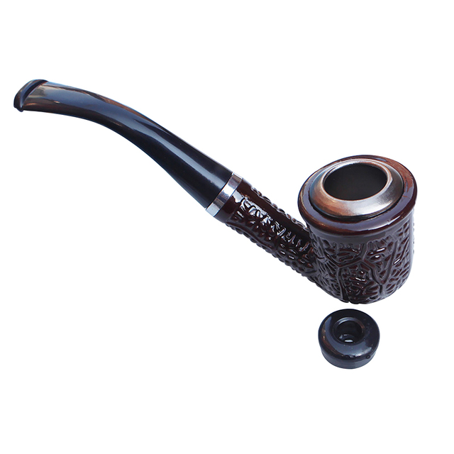 Kitchen Dining room appliances Double Purpose Cigarette Tobacco Pipe Resin Carved Bent Filter Pipe Hemp Bump Iron Pot Cigarette Holder Handmade Smoking Pipe