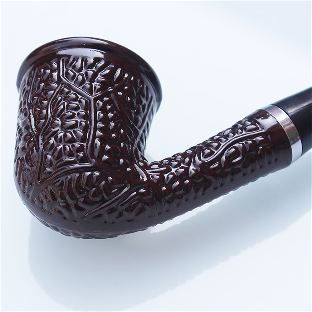 Kitchen Dining room appliances Double Purpose Cigarette Tobacco Pipe Resin Carved Bent Filter Pipe Hemp Bump Iron Pot Cigarette Holder Handmade Smoking Pipe
