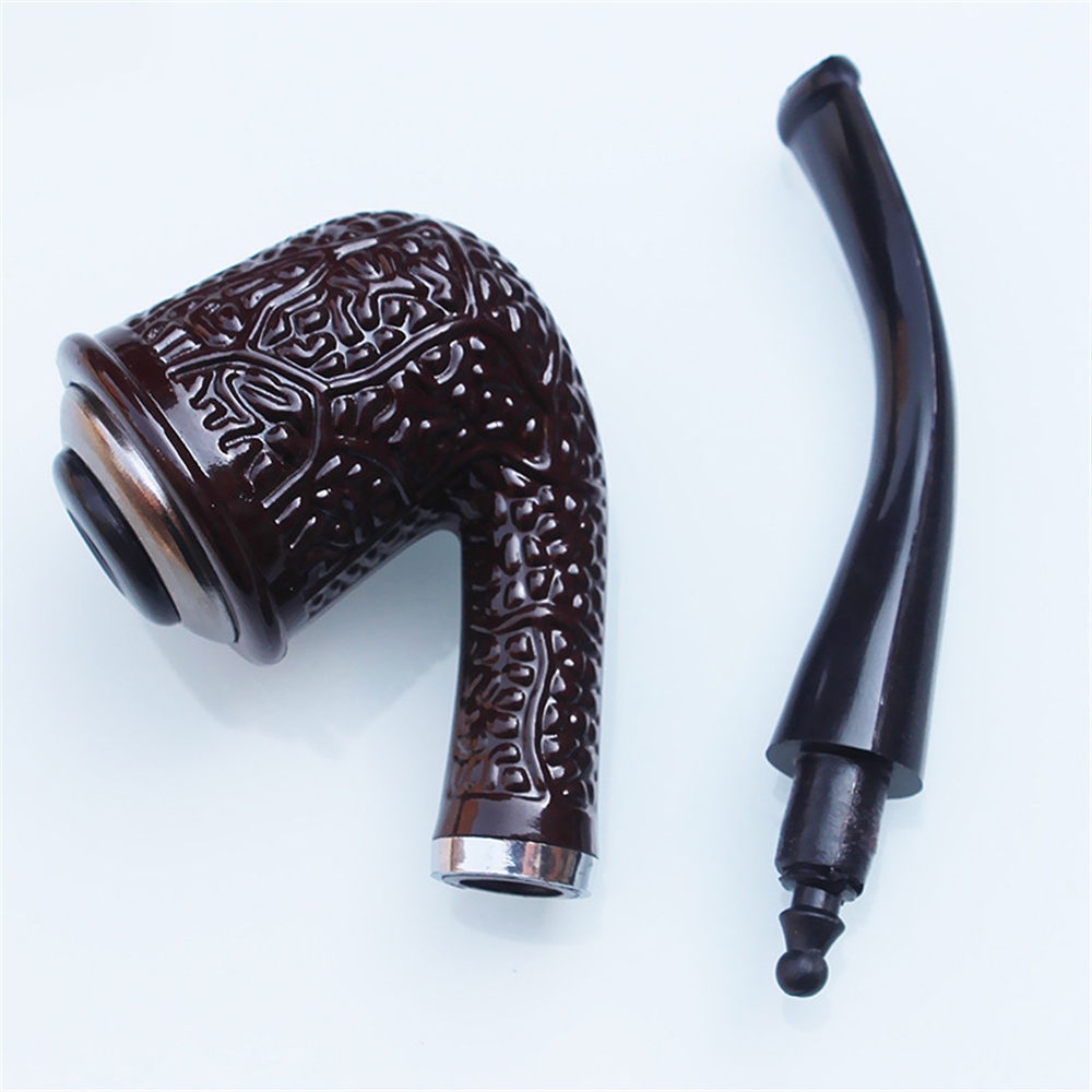 Kitchen Dining room appliances Double Purpose Cigarette Tobacco Pipe Resin Carved Bent Filter Pipe Hemp Bump Iron Pot Cigarette Holder Handmade Smoking Pipe