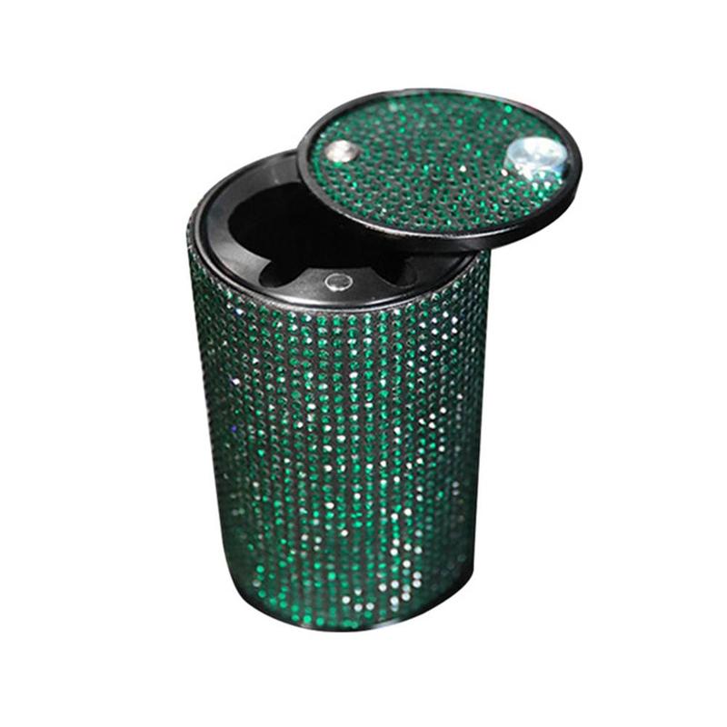 Car Diamond Ashtray Universal Bling Metal Durable For Girl Women Crystal Ashtray Auto Interior Decor Cigarette Holder