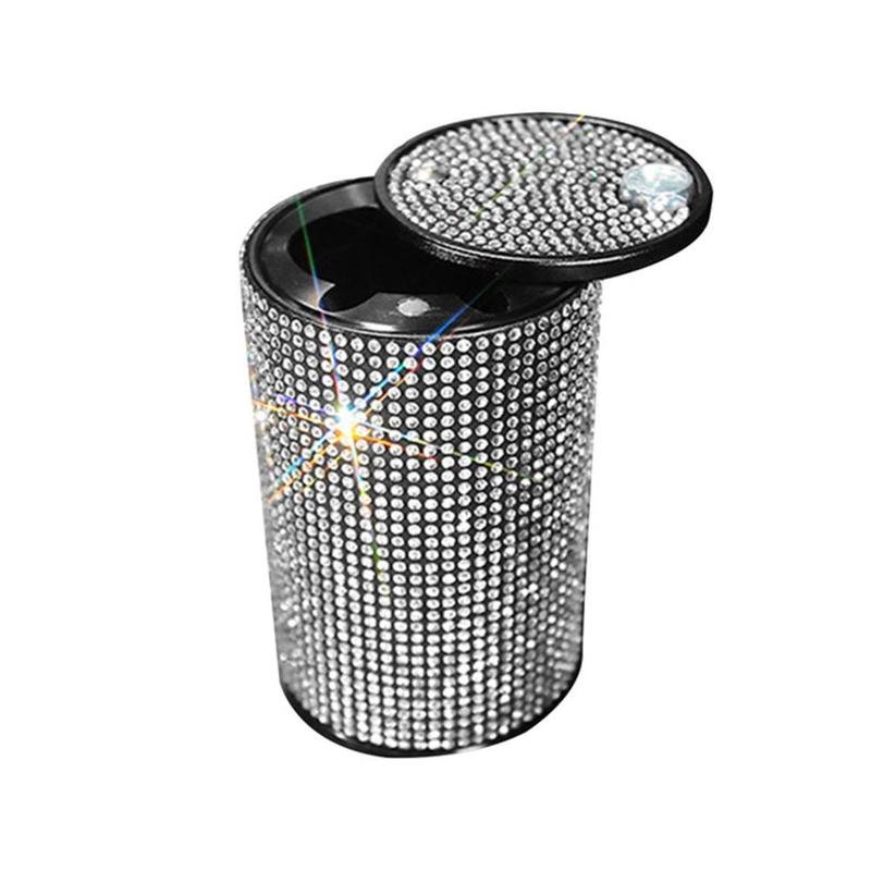 Car Diamond Ashtray Universal Bling Metal Durable For Girl Women Crystal Ashtray Auto Interior Decor Cigarette Holder