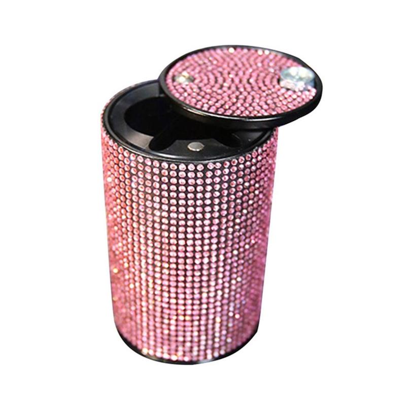 Car Diamond Ashtray Universal Bling Metal Durable For Girl Women Crystal Ashtray Auto Interior Decor Cigarette Holder