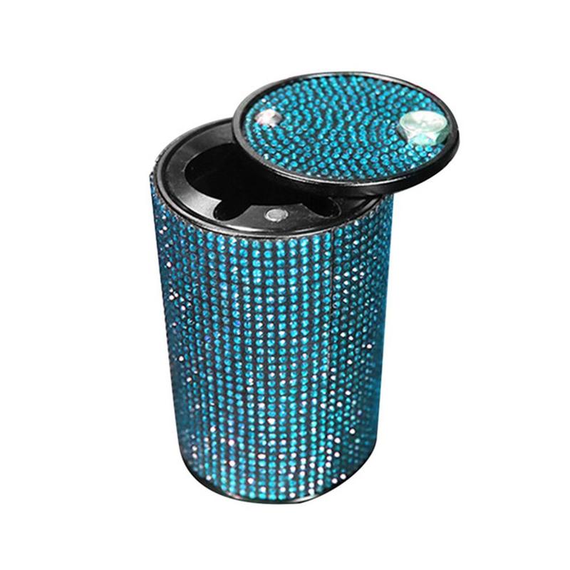 Car Diamond Ashtray Universal Bling Metal Durable For Girl Women Crystal Ashtray Auto Interior Decor Cigarette Holder