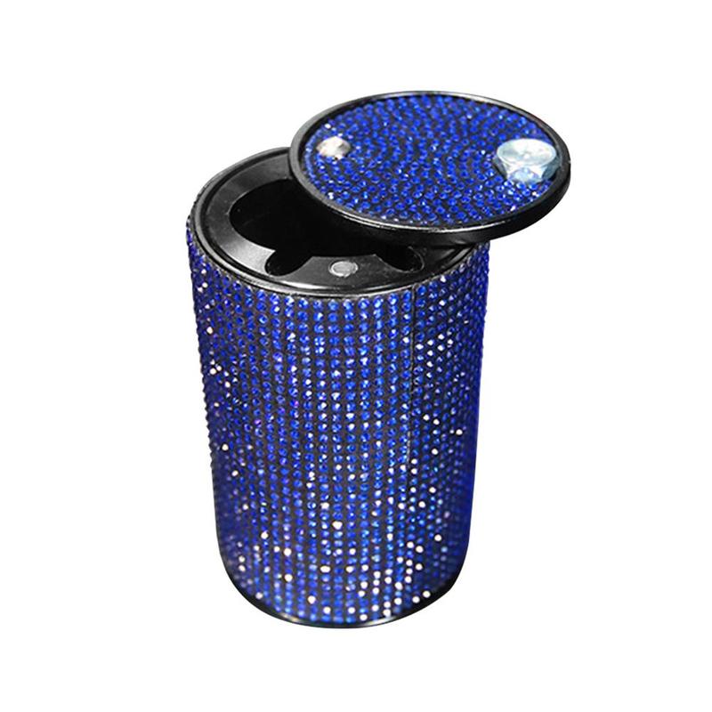 Car Diamond Ashtray Universal Bling Metal Durable For Girl Women Crystal Ashtray Auto Interior Decor Cigarette Holder