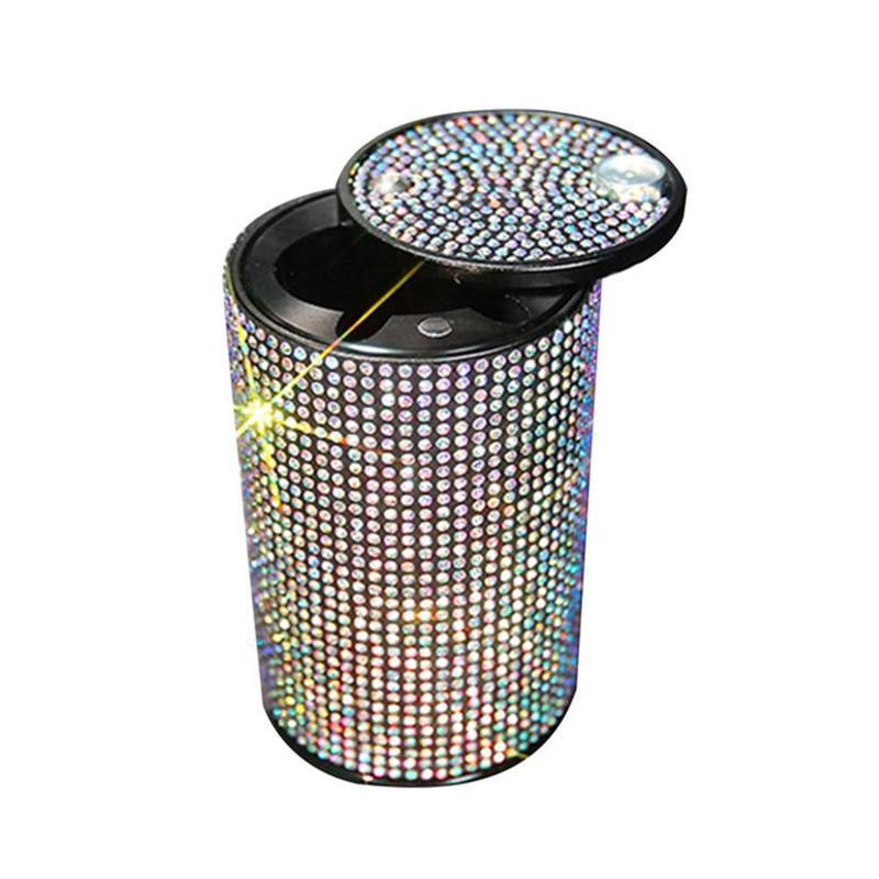 Car Diamond Ashtray Universal Bling Metal Durable For Girl Women Crystal Ashtray Auto Interior Decor Cigarette Holder