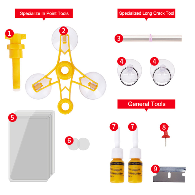 Car Windshield Repair Kit Quick Fix Cracked Glass Windscreen Repair Tool Kit Resin Sealer Diy Auto Window Screen Polishing