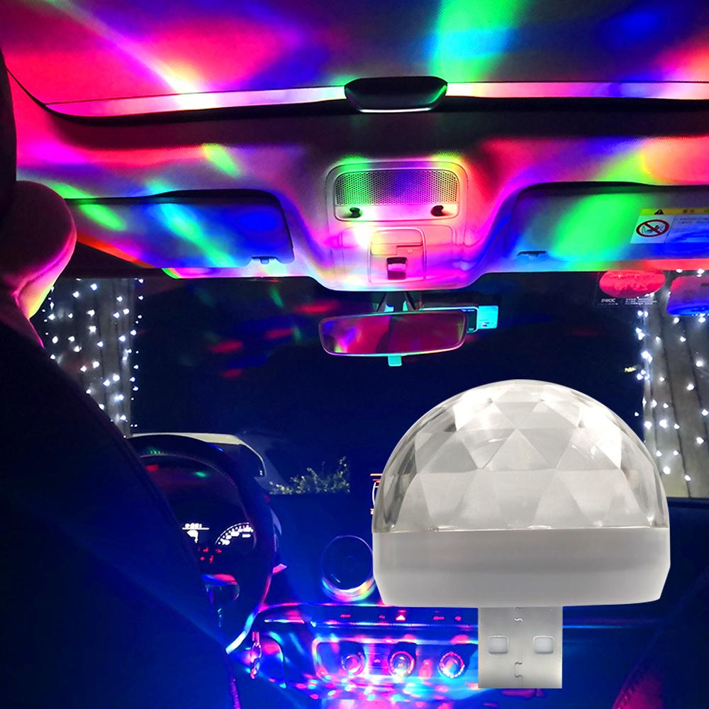 Car USB Ambient Light DJ RGB Mini Colorful Music Sound Led USB Interface Holiday Party Atmosphere Interior Dome Trunk Lamp