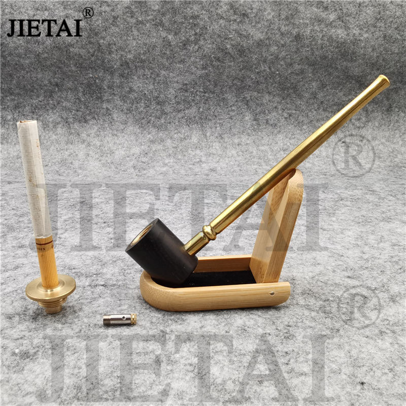 Kitchen Dining room appliances3 In 1 Ebony Pipe Straight Type Retro Sailor Brass Tobacco Pipe Wood Cigarette Filter Smoking Pipe Practice Smoke Accessory