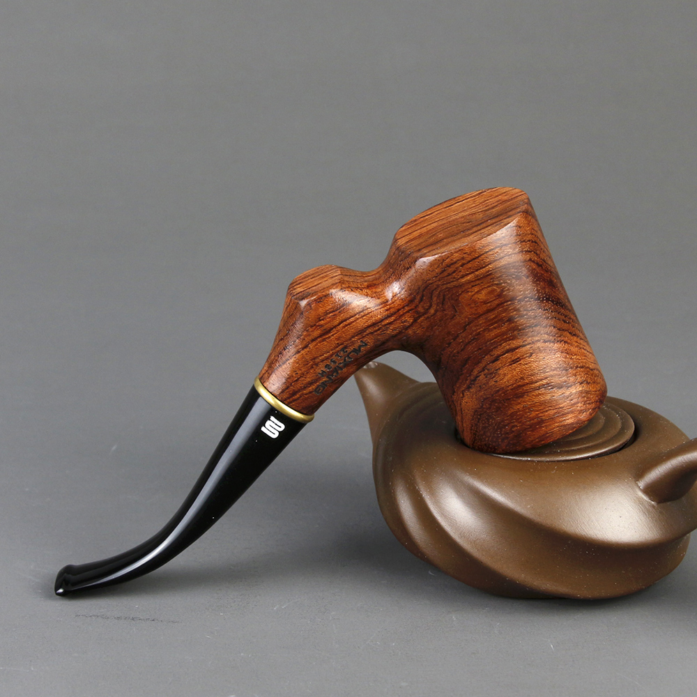 Kitchen Dining room appliances Classic Metal Ring Smoking Pipe Creative Flat Bottom Tobacco Pipe Rose Wood Pipe 9mm filter Handmade Wooden Pipe