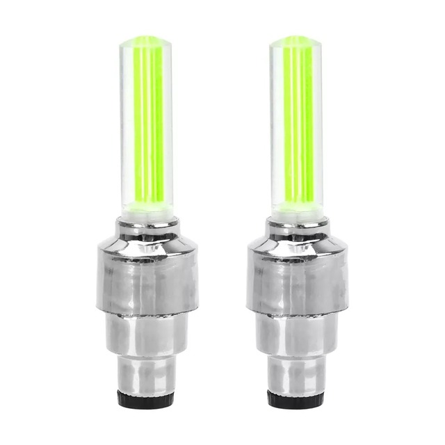 2Pcs Car Wheel LED Light Motocycle Bike Light Tire Valve Cap Decorative Tire Nozzle Valve Caps Cycling Warning Flash Neon Lamp