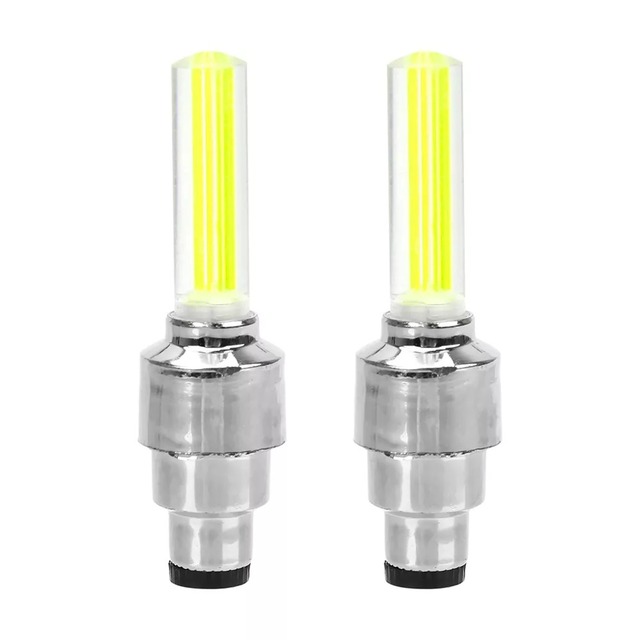 2Pcs Car Wheel LED Light Motocycle Bike Light Tire Valve Cap Decorative Tire Nozzle Valve Caps Cycling Warning Flash Neon Lamp