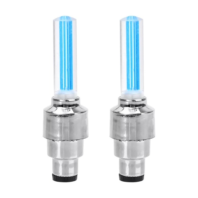 2Pcs Car Wheel LED Light Motocycle Bike Light Tire Valve Cap Decorative Tire Nozzle Valve Caps Cycling Warning Flash Neon Lamp