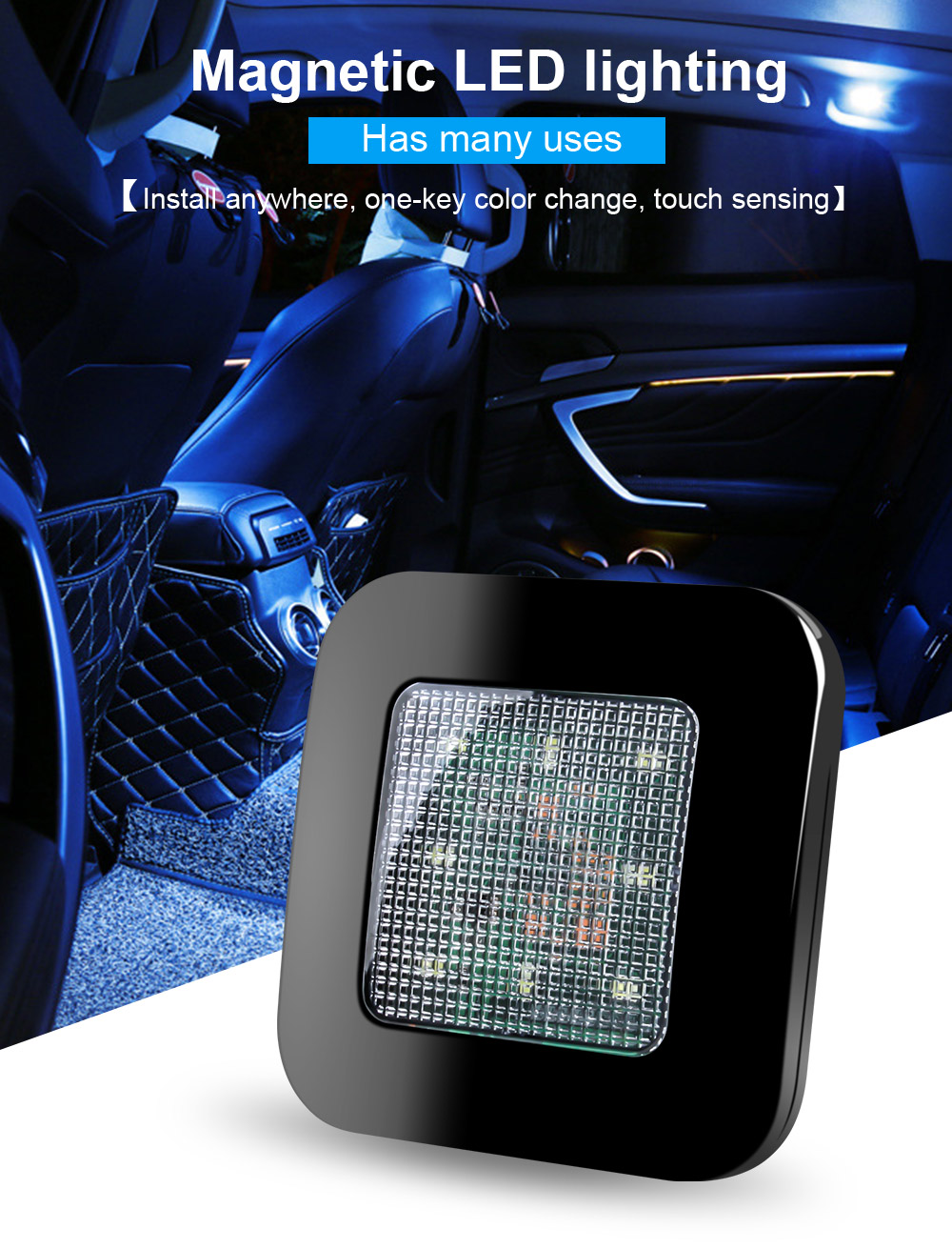 3 Color 8 LED Car interior light Night Light led Car Roof Light Ceiling Magnet Interior Reading Light Dome USB Charge For Trunk