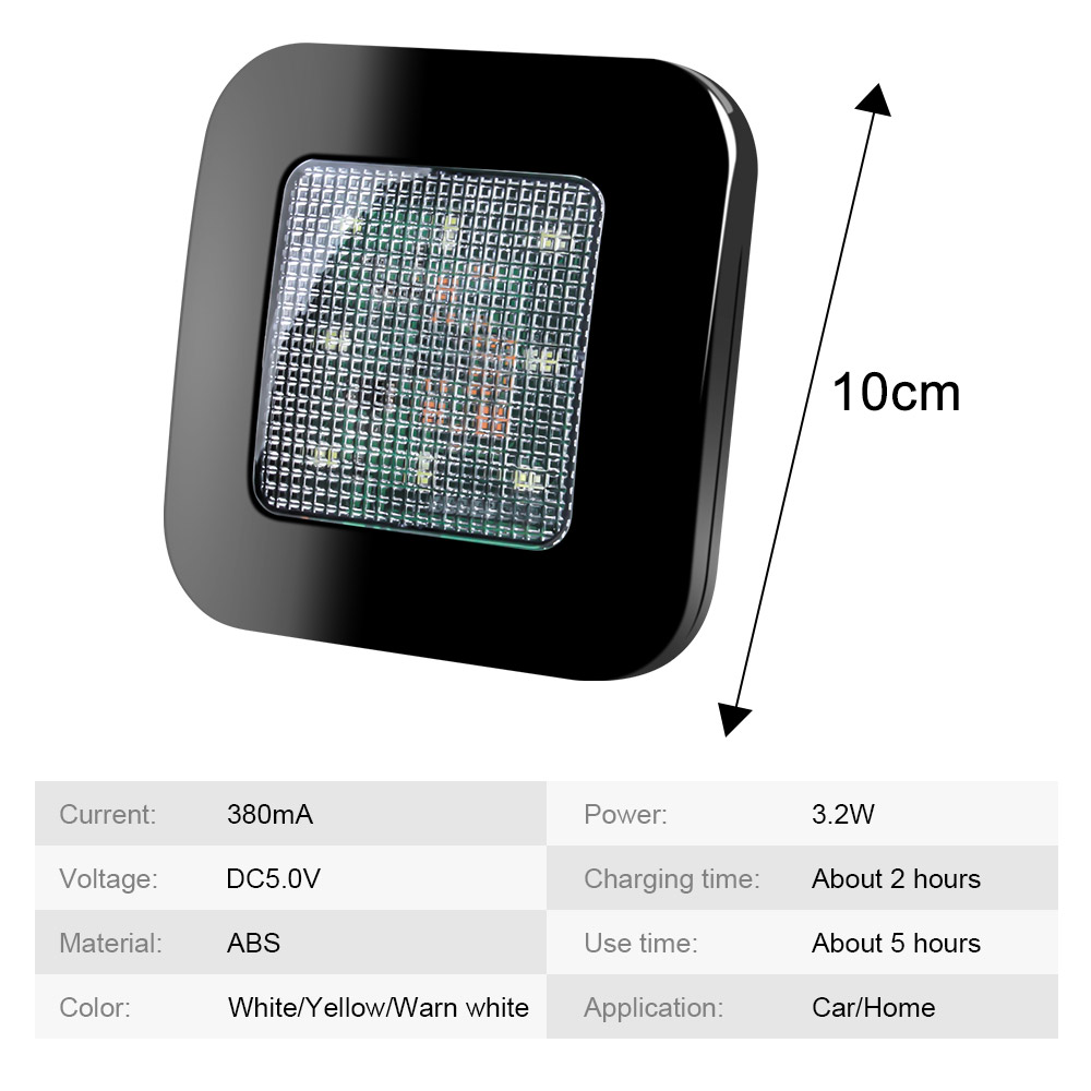 3 Color 8 LED Car interior light Night Light led Car Roof Light Ceiling Magnet Interior Reading Light Dome USB Charge For Trunk