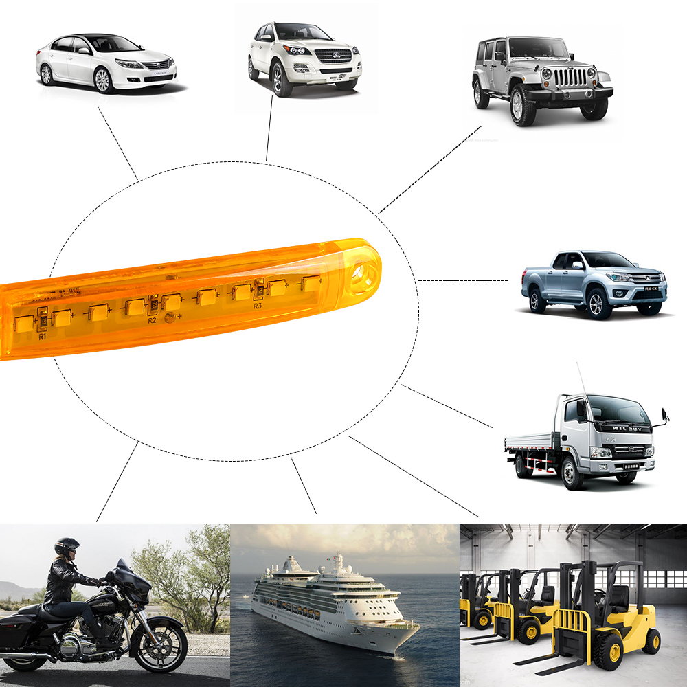 1pc LED Side Marker Lights Signal Lamp Truck Trailer light Warning Lamp 9 LED Indicators 12v Strobe light motorcycle LED CAR LIGHT