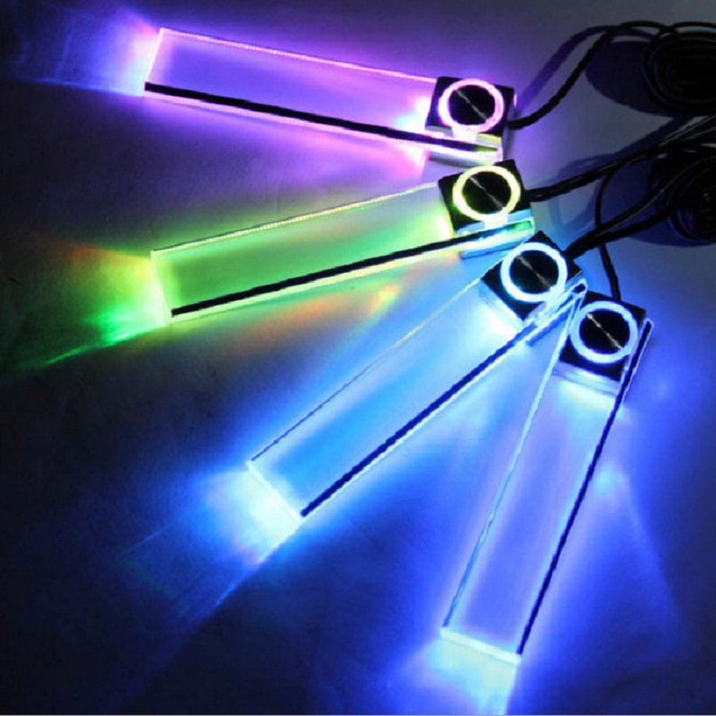 4LED Car Auto Interior Atmosphere Car LED Lights Floor Decoration Lamp Light Blue Car Led Lights 12V Foot Light Ambient