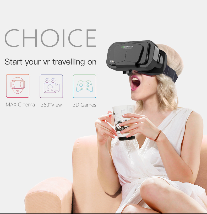 VR Shinecon New 3D Virtual Reality Gaming Glasses Headset Compatible With iPhone and Android Phone G10 Metaverse VR Headset