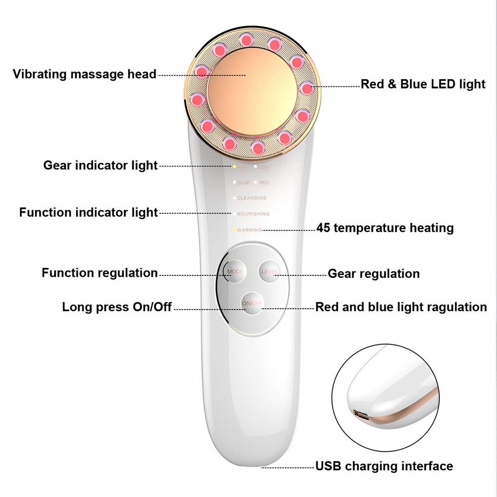 7in1 Facial Massager Beauty Device Led Light therapy Microcurrent Face Lift High Frequency Anti-wrink Face Tightening Eye Care