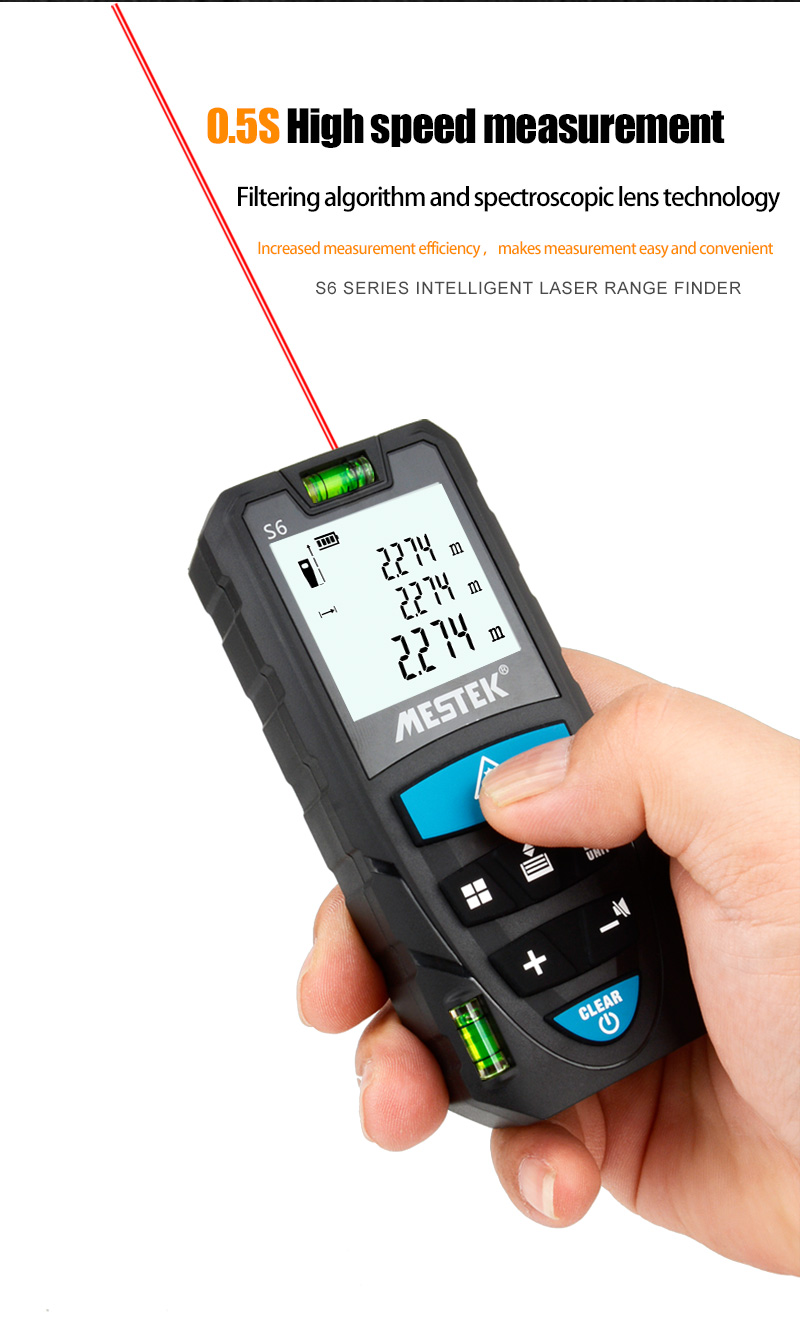 S6 Laser Distance Meter 50m/70m/100m Laser Rangefinder Bright HD large screen Data records Rangefinder