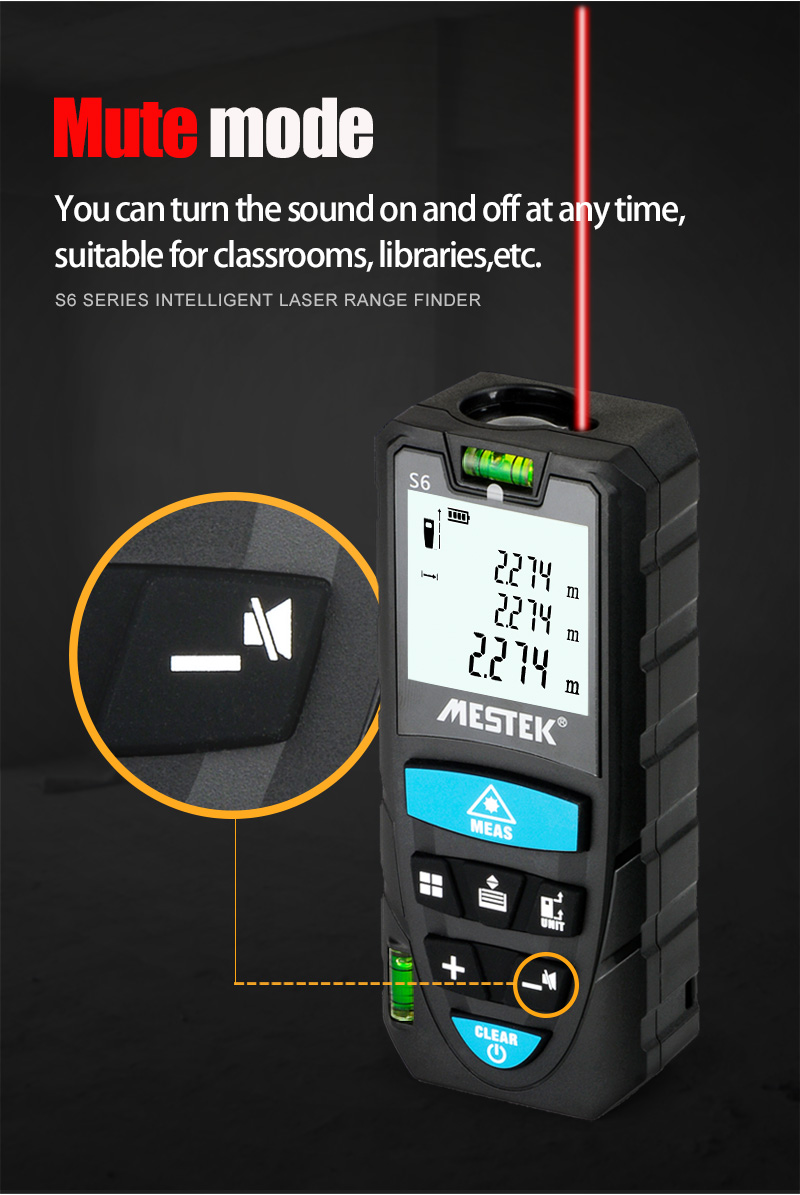 S6 Laser Distance Meter 50m/70m/100m Laser Rangefinder Bright HD large screen Data records Rangefinder
