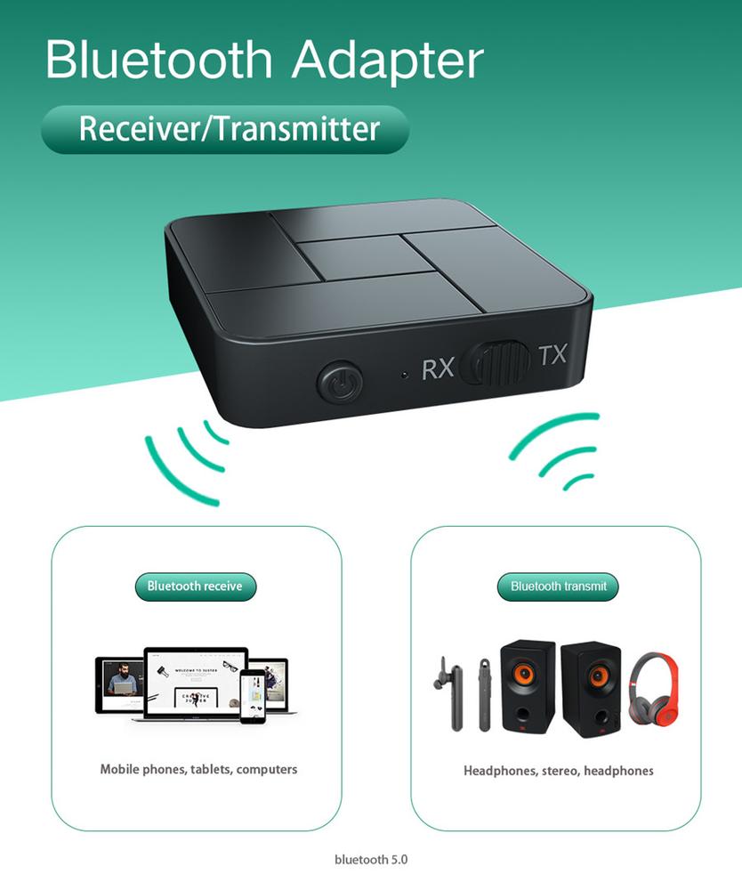 2-in-1 Bluetooth 5.0 Receiver Transmitter Tv Computer Projection To Wireless Earphone Amplifier Speaker