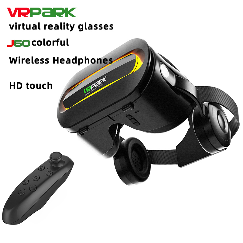 60 Bluetooth-compatible 5.0 3D VR Headset Smart Virtual Reality Glasses Helmet for 4.5-6.7 inch Smart Phone Video Game Binocular