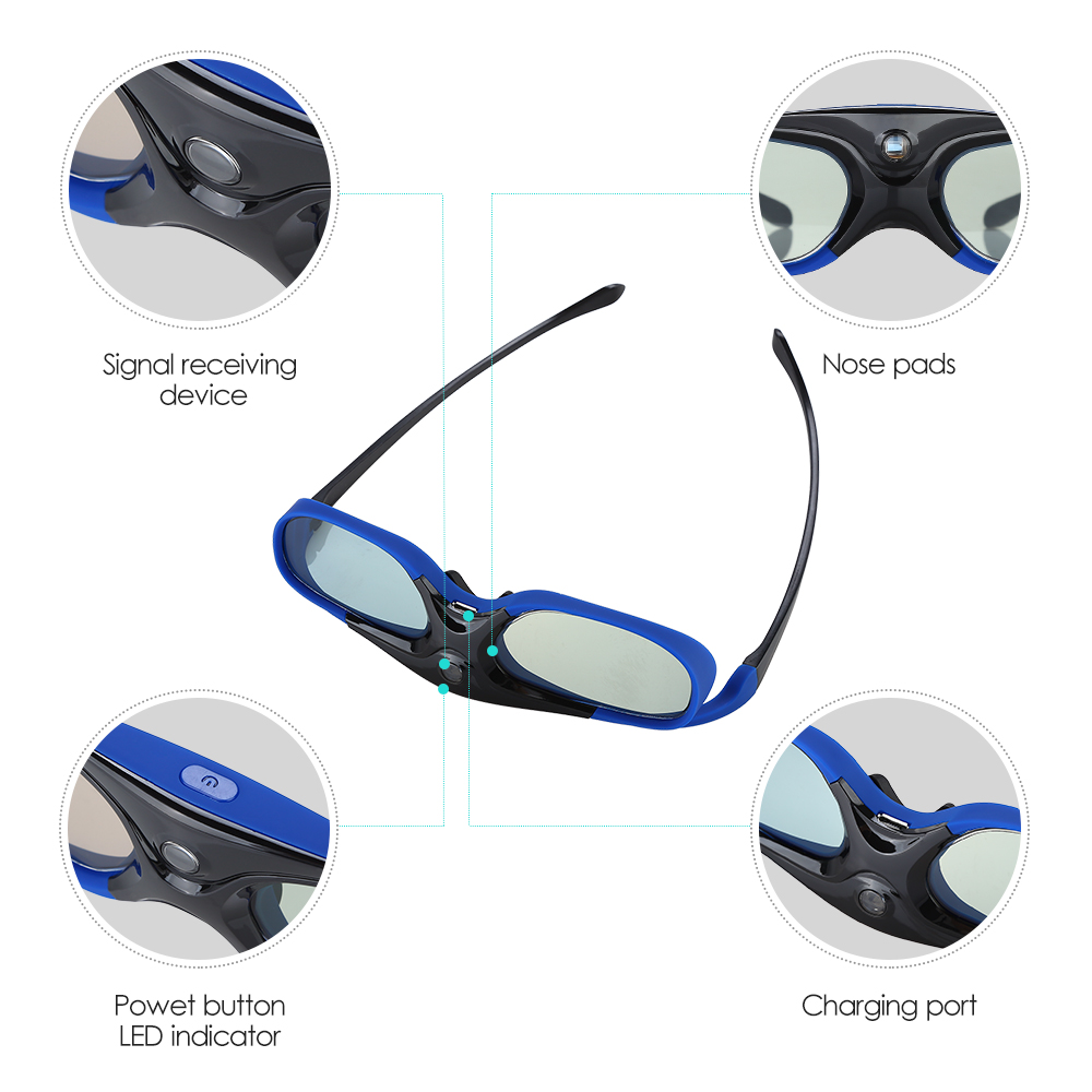 Active Shutter 96-144HZ Rechargeable 3D Glasses For BenQ Acer X118H P1502 X1123H H6517ABD H6510BD Optoma JmGo V8 XGIMI Projector