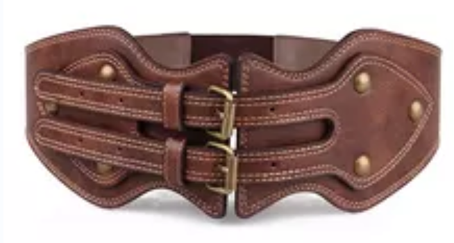 Maikun Belt Crazy Horse Leather Double Pin Buckle Women's Elastic Wide Belt All-match Women's Coat Girdle