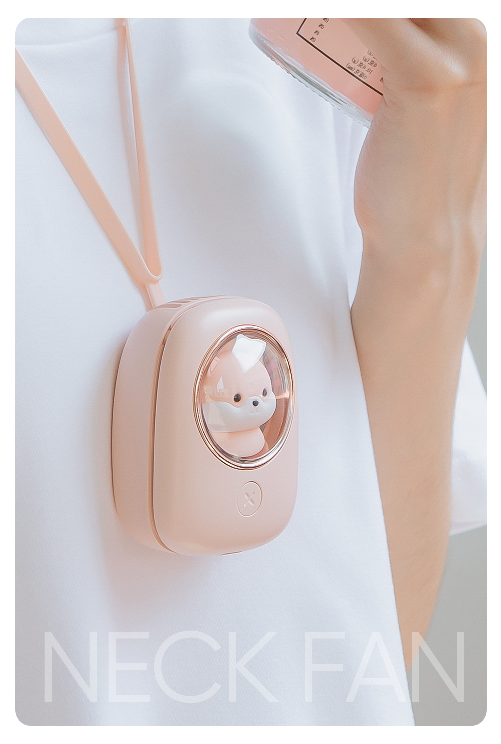 Uareliffe Space Capsule Hanging Neck Fan Cute Summber Cooler Rechargeable Handheld Mute Fan With Night Light Children Gift