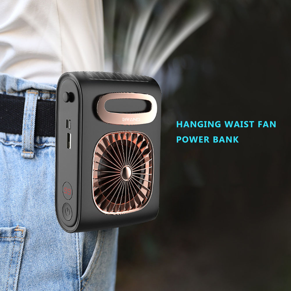 Portable Waist Fan USB Rechargeable Hanging Neck Fan Summer Air Cooler 3 Speed Bladeless Personal Fan Power Bank for Phone