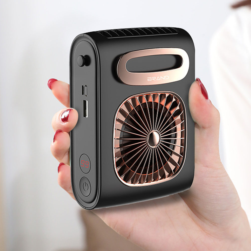 Portable Waist Fan USB Rechargeable Hanging Neck Fan Summer Air Cooler 3 Speed Bladeless Personal Fan Power Bank for Phone