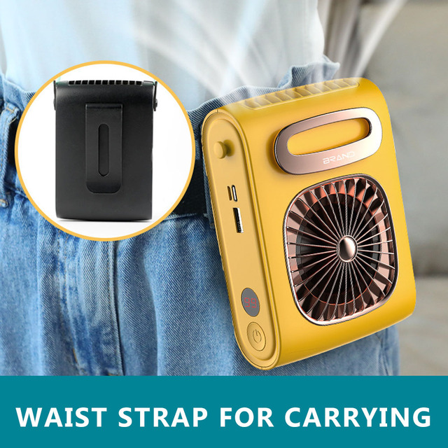 Portable Waist Fan USB Rechargeable Hanging Neck Fan Summer Air Cooler 3 Speed Bladeless Personal Fan Power Bank for Phone