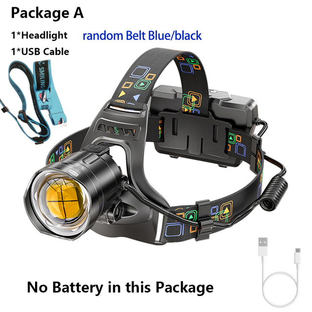 LED Headlamp XHP90 Zoomable Headlight 18650 Head Flashlight Torch Strong Light for Fishing Hunting Lantern