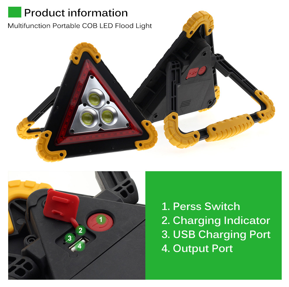 LED Portable Emergency SOS Light Car Beacon COB Flood Lights Solar Rechargeable Work Light Safety Flashing Lamp Warning Lantern