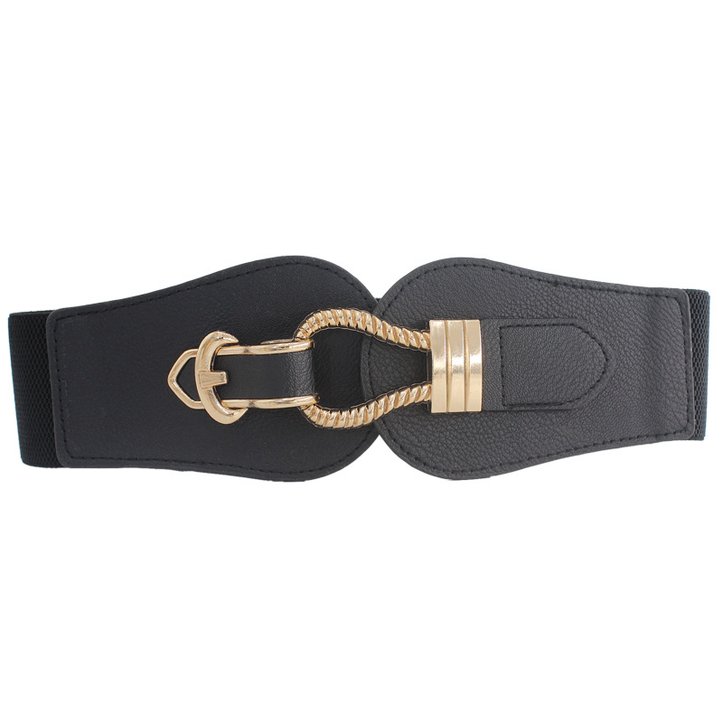 Women Wide Belt Elastic Vintage Buckle Leather Wide Buckle Women's Belt Waist Seal Belt Dress Waistband