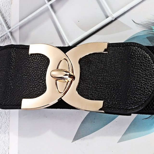 Casual Ladies Elastic Wide Waist Dress Fashion Elastic Belt New Decorative Belts for Women Luxury Designer Black