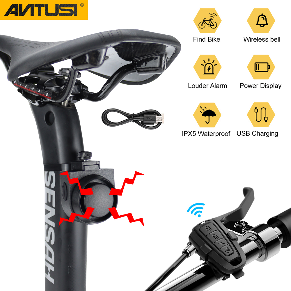 ANTUSI Bicycle Anti-theft Alarm Wireless Remote Control Electric Bell Burglar Safety Warning Horn For Bike Cycling Accessories