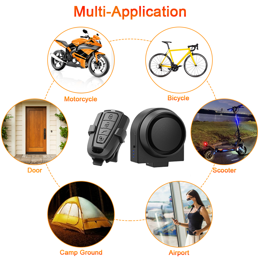ANTUSI Bicycle Anti-theft Alarm Wireless Remote Control Electric Bell Burglar Safety Warning Horn For Bike Cycling Accessories