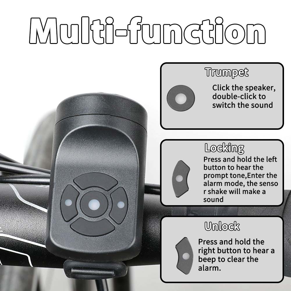 Bike Electronic Loud Horn 120 Db Warning Safety Electric Bicycle Handlebar Alarm Ring Bell Anti-Theft USB Charging Waterproof