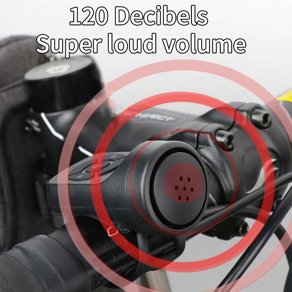 Bike Electronic Loud Horn 120 Db Warning Safety Electric Bicycle Handlebar Alarm Ring Bell Anti-Theft USB Charging Waterproof