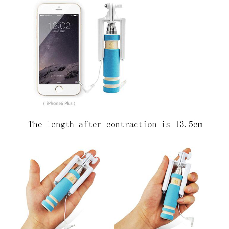 Mini Selfie Stick with Button Wired Cotton Material Handle Monopod Universal for Mobile Phone