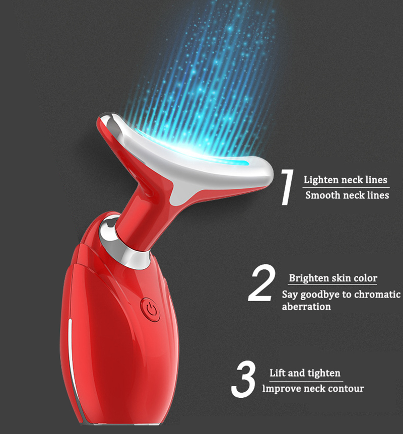 Face EMS Warmth Neck Lifting Tighten Massager Electric Microcurrent Ion Wrinkle Remover LED Photon Face Beauty Device for Woman