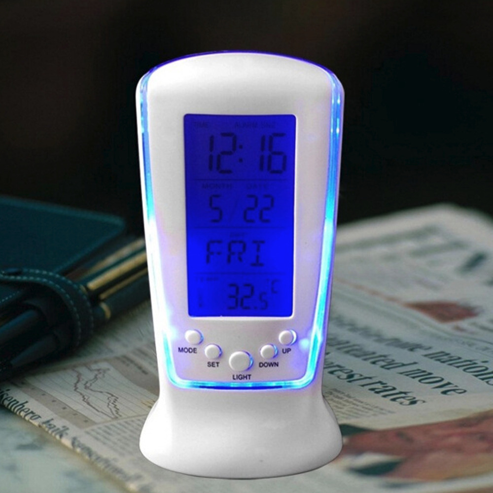 Digital Calendar Temperature LED Digital Alarm Clock with Blue Back light Electronic Calendar Thermometer Led Clock With Time#