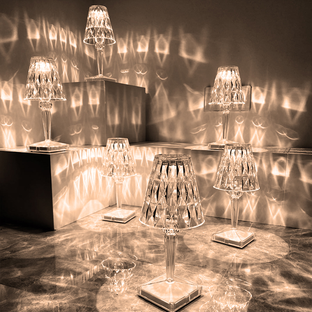 Diamond Table Lamp Acrylic Decoration Desk Lamps For Bedroom Bedside Bar Crystal Lighting Fixtures Gift LED Night Light