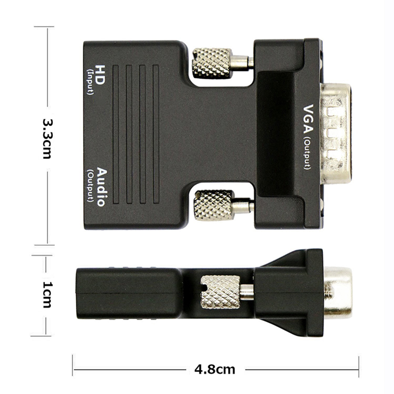 HDMI-compatible Female to VGA Male Converter 3.5mm Audio Cable Adapter 1080P FHD Video Output for PC Laptop TV Monitor Projector