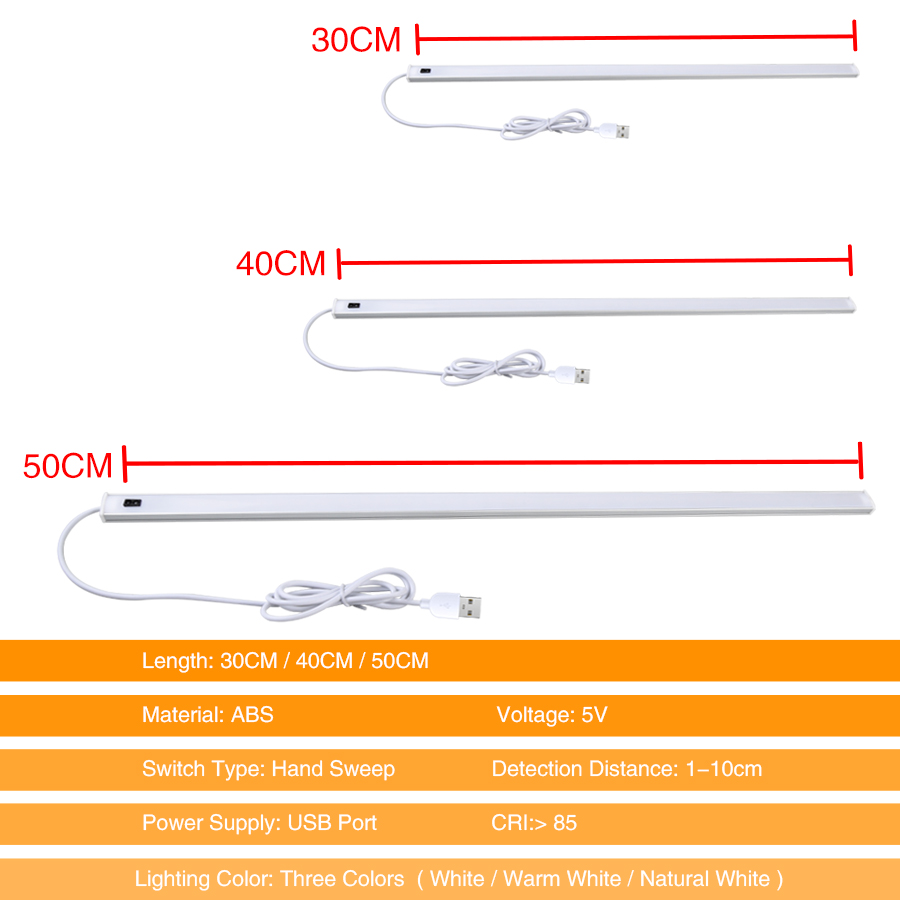 5 V USB Desk Lamp Hand Sweep Switch Table Lamp Temperature Hand Scan Switch Reading Light for Study Bedside Cabinet