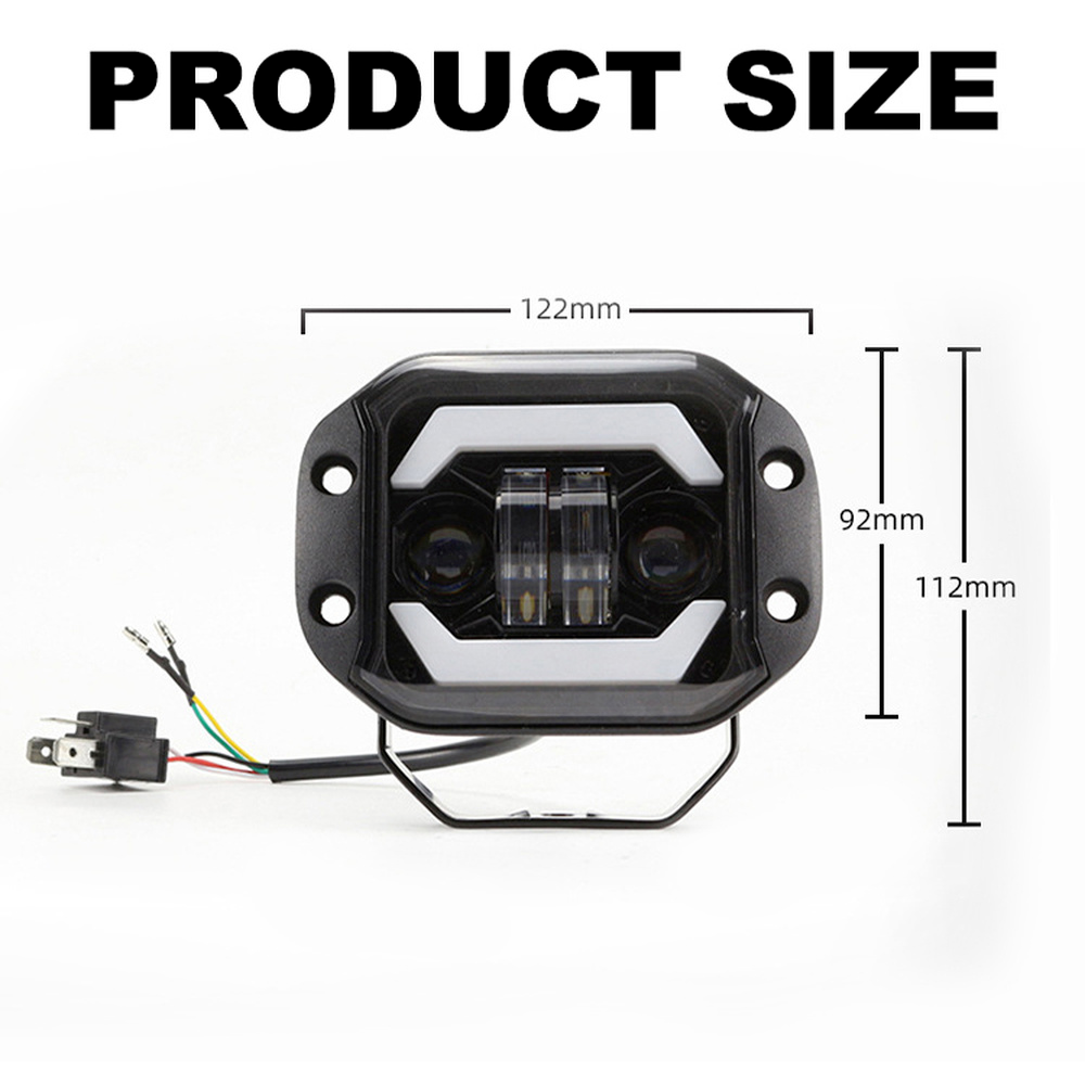 2PC Spotlight Flush Mount LED Work Light Bar Hi/low Beam Off Road Atv Niva Lada Car LED Pods Driving Fog Lights