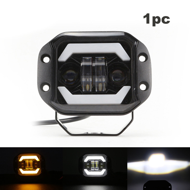 2PC Spotlight Flush Mount LED Work Light Bar Hi/low Beam Off Road Atv Niva Lada Car LED Pods Driving Fog Lights